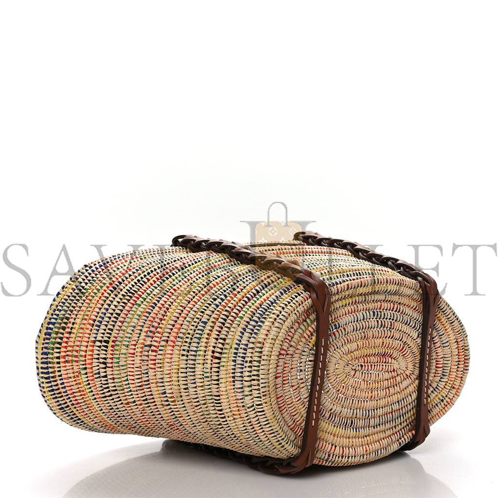 Pra*a paglia vitello woven braided basket tote multicolor cognac 1bg312_2dif_f00j7_v_iom (25*25*14cm)
